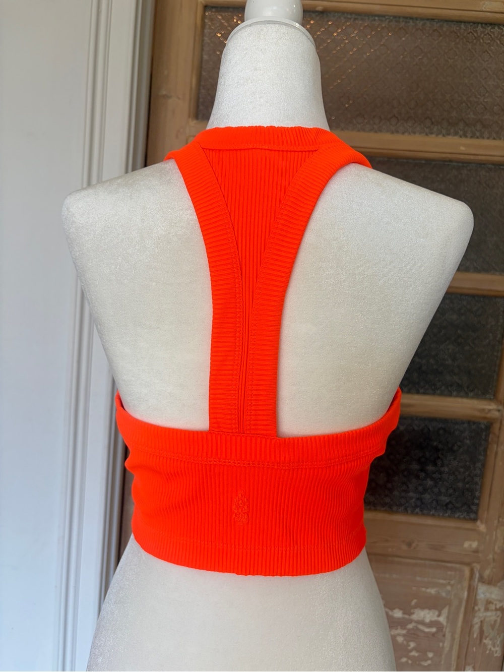 FP Movement by Free People Neon Orange Ribbed Racerback Crop L